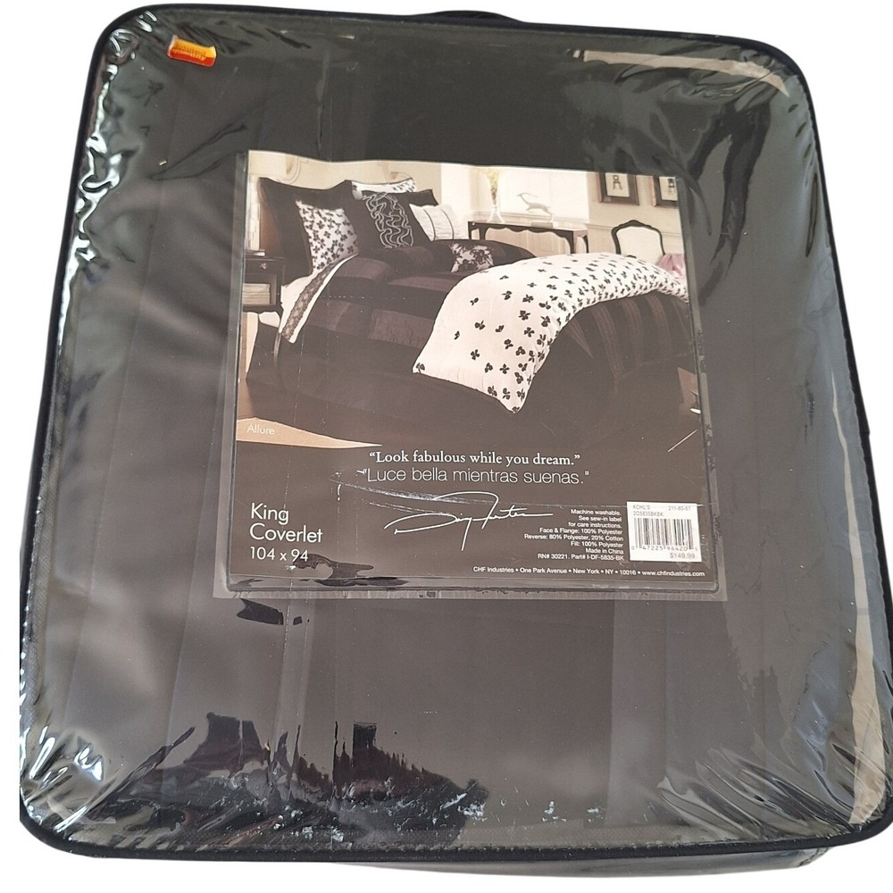 King Coverlet Size 104*94, Machine Washable, Black Gray